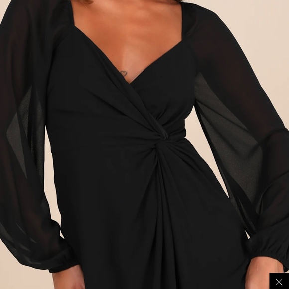 Lulus Composed Soiree Black Twist-front Long Sleeve Maxi Dress - Size XL - Picture 4 of 4